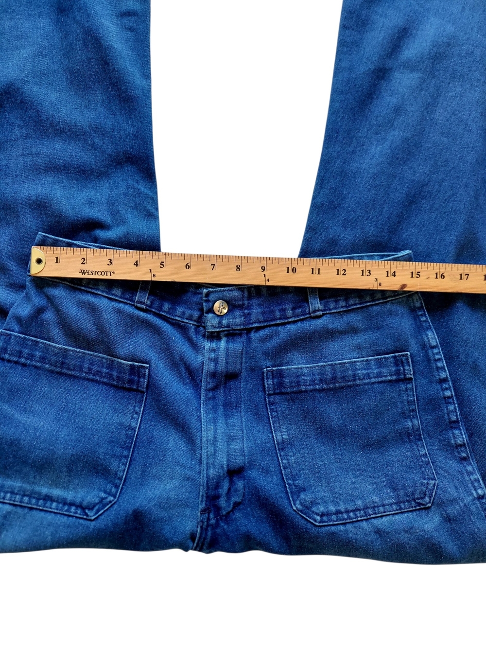 Vintage Seafarer Military Utility Wide Leg Flare Jeans High Rise Navy 30x32 USA - Picture 11 of 15